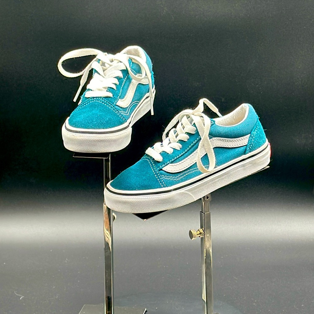 Vans suede skate shoes. Size 12.5C. Boys. Turquoise. Worn once, like new!!